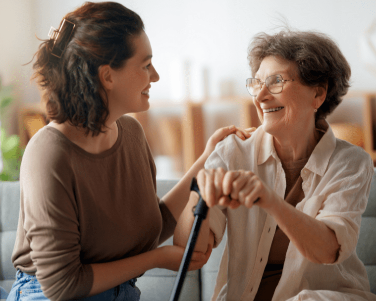 Woman and Elderly Mother